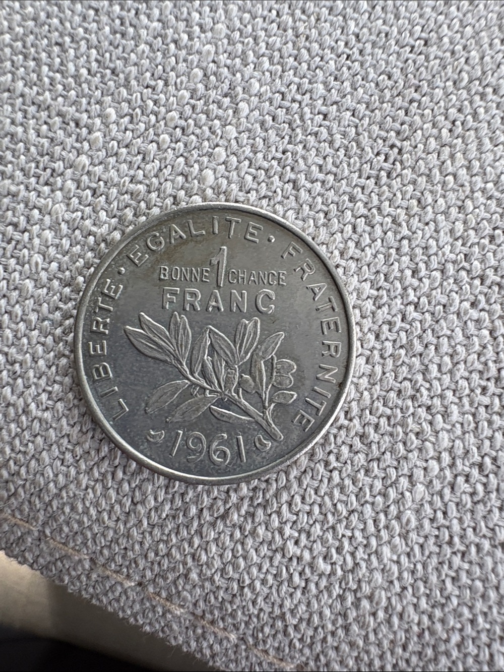 Vintage 1961 One Franc Decorative Coin - Silver Tone Accent